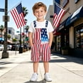 thumbnail image 5 of Coerni July 4th Denim Overalls for Boys & Girls American Flag Printed Bib Jumpsuits Independence Day Celebration Shorts Rompers 5-14 Years, 5 of 5