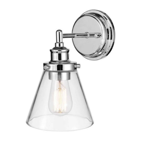 Globe Electric Parker 1-Light Wall Sconce Vanity Light, Chrome, Clear Glass Shade