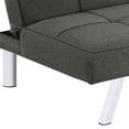 thumbnail image 4 of Benjara Maya 69 Inch Sofa Bed Futon, Tufted Gray Linen Like Fabric, Chrome Legs, 4 of 5