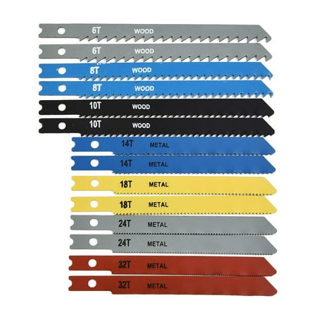 

14Pcs U-Shank HCS Reciprocating JigSaw Blades Cutting For Plastic Wood 6T-32T