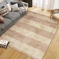 thumbnail image 2 of Modern Easy Area Rug Machine Washable Non-Slip Low Pile Stripe Pattern Rug for Living Room Bedroom Entryway (Brown 8'x10'), 2 of 6