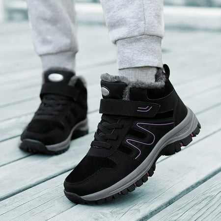 

PhoneSoap Couple Models Women s Middle Aged And Elderly Hook Loop Plus Velvet Thickening Non Slip Wear Comfortable Cotton Shoes Warm Sports Cotton Shoes Black
