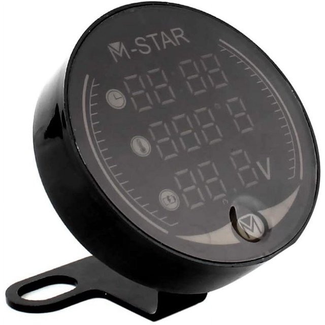 Voltímetro 3 en 1, Entweg 3 en 1 Voltímetro ATV para motocicleta + Reloj electrónico + Termómetro Probador de voltaje de temperatura LED digital
