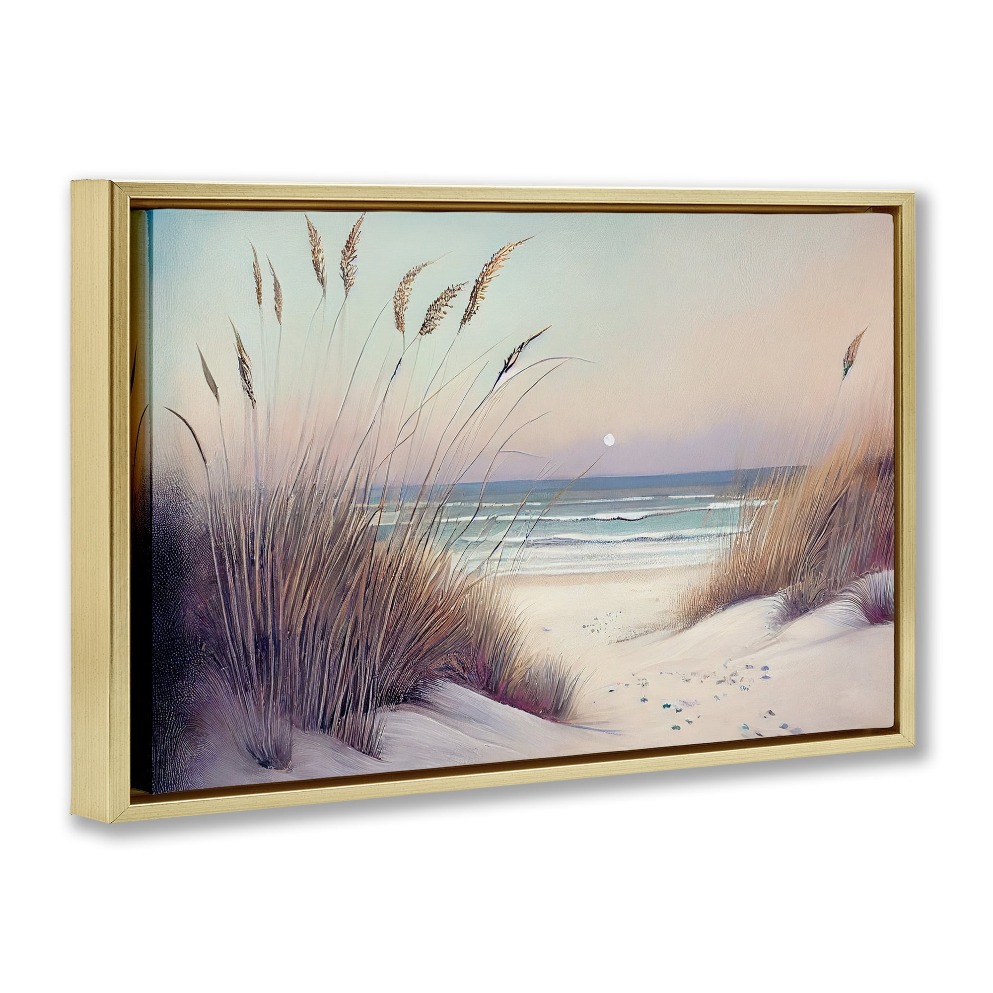 Euphoria Beach Dunes View Gold Framed Floater Canvas Wall Art, design by Sasha