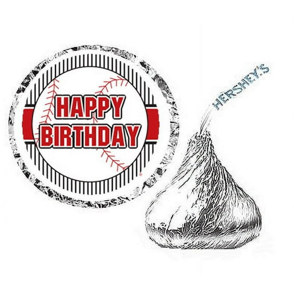 216ct Red Baseball Party Hershey's Kisses Stickers / Labels
