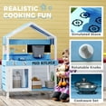 thumbnail image 3 of Qaba Mud Kitchen for Kids, Wooden Outdoor Play Kitchen with Sink, Faucet, Water Tank, Storage Shelves, Accessories for Boys and Girls, Blue, 3 of 9