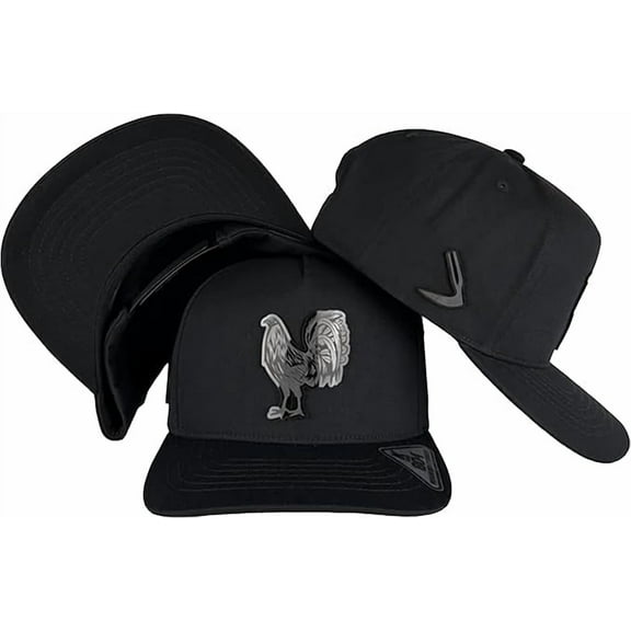 Gallo Rooster Snapback, Men's Baseball Cap, Adjustable Flat Brim, Black Caps for Men and Women