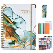 Coolmade 2023 Weekly and Monthly Planner, January - December, 6.3" x 8.6", Flexible Cover, Wirebound, Enterprise with Bookmark, Pocket Folder and Sticky Note Set
