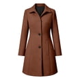 thumbnail image 4 of Tusihei Women's Collared Long Sleeve Lapel Coat Single Breasted Casual Winter Outerwear Basic Overcoat Layer for Women Daily Wear, Coffee L, 4 of 9