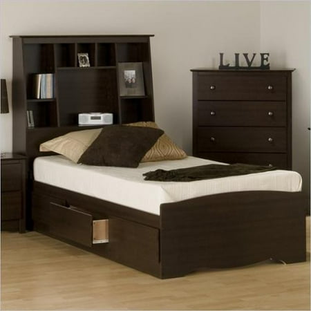 Prepac Manhattan Twin Tall Bookcase Platform Storage Bed in Espresso Prepac Manhattan Twin Tall Bookcase Platform Storage Bed in Espresso