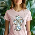 thumbnail image 5 of Women's Short Sleeve Graphic T-Shirt, John 3:16 Blue Floral Cross Bow, Black, Size 5XL, 5 of 6