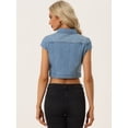 thumbnail image 4 of Chaqueta de mezclilla de verano Allegra K Azul claro L, 4 of 4