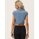 thumbnail image 4 of Chaqueta de mezclilla de verano para mujer Chaquetas de mezclilla recortadas de manga corta con botones Azul claro M, 4 of 4