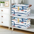 thumbnail image 2 of Yayeee Foldable Storage Basket for Shelves with Handles Waterproof Cloth Bins, Dark Blue Hand Drawn Sailboats, 2 of 7