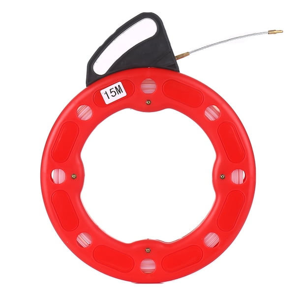 15M Fiberglass Fish Tape Reel Puller Conductive Electrical Cable Puller  with Impact Case Electric or Communication Wire Puller Use for Drywall  Ceiling Under Rug Conduit or 