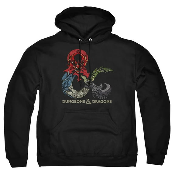 Dungeons and Dragons Dragons In Dragons Unisex Adult Pull-Over Heather Hoodie, Medium, Black