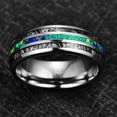 thumbnail image 2 of 8mm Men's Tungsten Carbide Wedding Ring Inlaid with Opal and Imitated Meteorite Dome Style High Polished Comfort Fit Size 7-12, 2 of 5