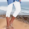 thumbnail image 7 of Stamzod Plus Size Leggings Summer Solid Color High Waisted Stretch Capri Leggings Casual Slim Fit Capri Yoga Pants for Women White B XXXL, 7 of 7