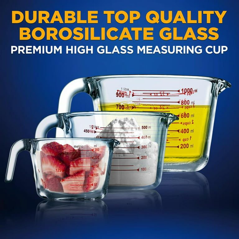 Heat Resistant 250 Ml 500 Ml 1000 Ml High Borosilicate Pyrex 3 Piece Glass  Measuring Cup Set - China Glass Measuring Cups and Measuring Cup Glass  price