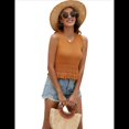 thumbnail image 3 of Suéter Corto para Mujer, Chaleco de Punto Sin Mangas, Top de Crochet con Dobladillo con Volantes, Color Naranja, Talla S, 3 of 8
