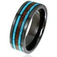 thumbnail image 5 of Tungsten Rings for Men Wedding Bands for Him Womens Wedding Bands for Her 8mm Hi-Tech Ceramic Hawaiian Koa Wood and Turquoise Wedding Band, 5 of 7