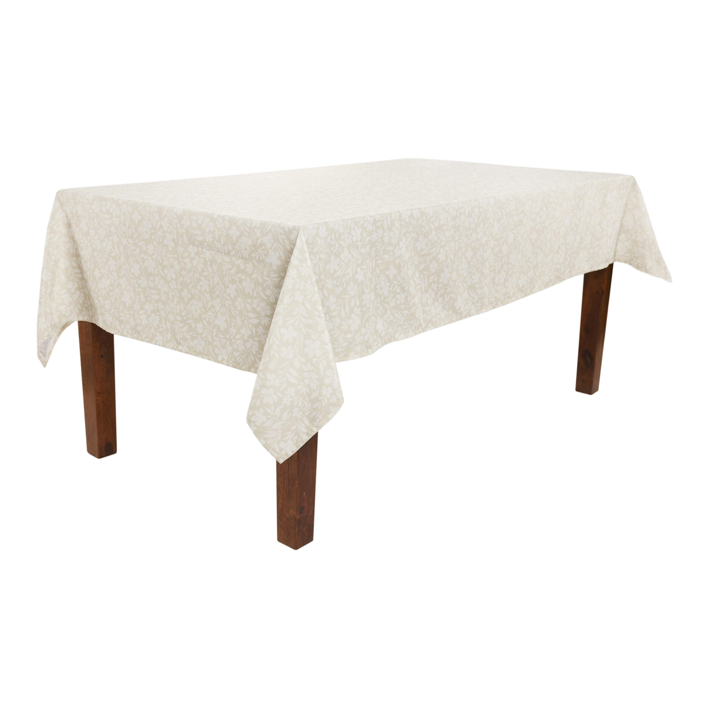 Mainstays Floral Cross Stitch 60” x 84" Tablecloth - Beige - Cotton & Polyester Blend