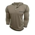 thumbnail image 6 of KHONTS Men's Henley Hooded Shirts Long Sleeve Casual Button up T Shirt Lightweight Pullover Shirt with Pocket Khaki XXXL, 6 of 8