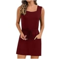 thumbnail image 1 of Birdeem Robes pour Femmes Robe d'Été Confortable Aguichant Mode Couleur Unie avec Poche Sans Manches, 1 of 10