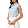 thumbnail image 4 of INSPIRE CHIC Sleeveless Collared Business Work Bodysuit Tops for Women's Button Down Leotard Shirt S Light Blue, 4 of 6