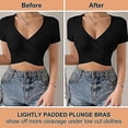 thumbnail image 5 of Women's Low Cut Deep U Plunge Bra Cleavage Enhancer Padded Push Up V Shape Backless Longline Bras With Clear Strap75A, 5 of 5