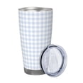 thumbnail image 2 of Logiee Blue Checkboard Print 20OZ Car Cup with Lid, Stainless Steel Vacuum Insulated Double Wall Travel Tumbler, Durable Insulated Coffee Mug,Thermal Cup with Straw-Straw Three-piece Set, 2 of 8
