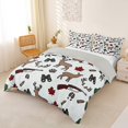 thumbnail image 2 of Castle Fairy Cute Cartoon Hunting Deer Duvet Cover King,Maple Leaf Animal King Bedding,Brown Green White,Grey Reversible,3 Pieces,No Comforter,1 Duvet Cover and 2 Pillowcases, 2 of 5
