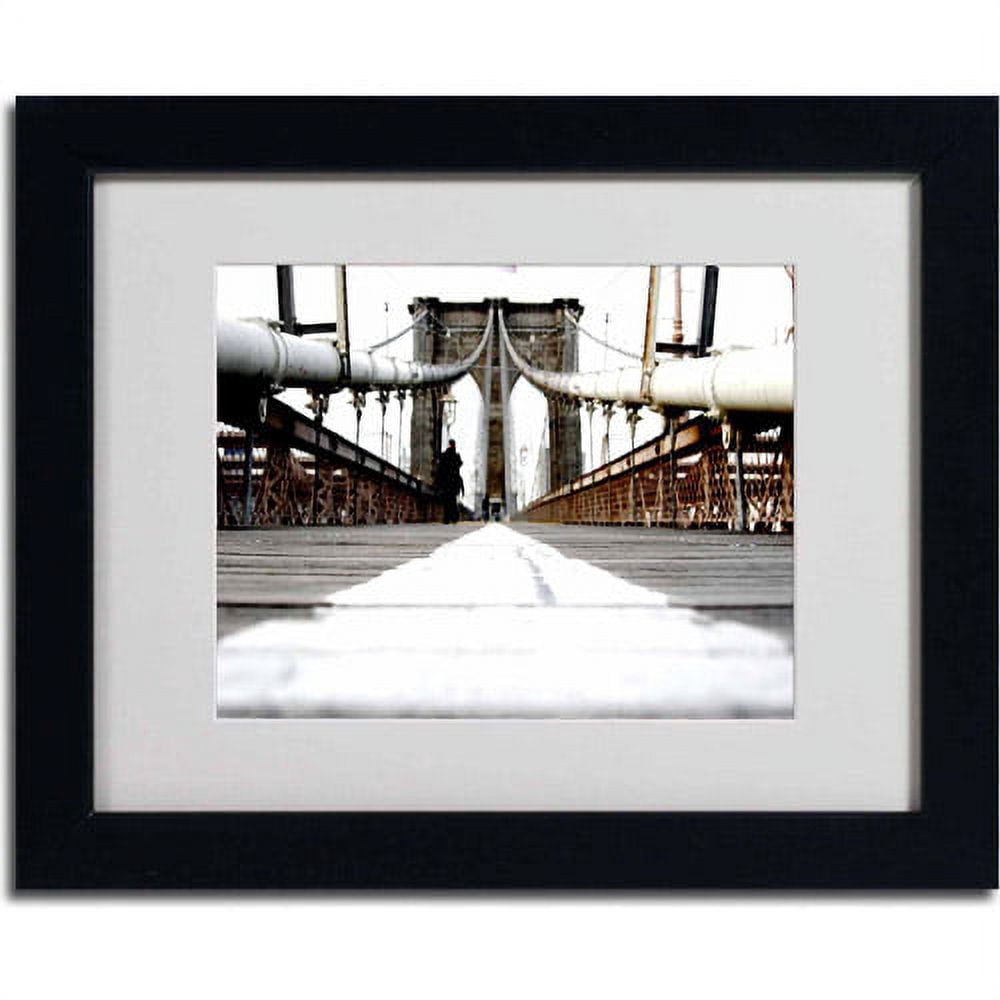 Trademark Fine Art "Brooklyn Bridge" Canvas Art by Yale Gurney, Black Frame