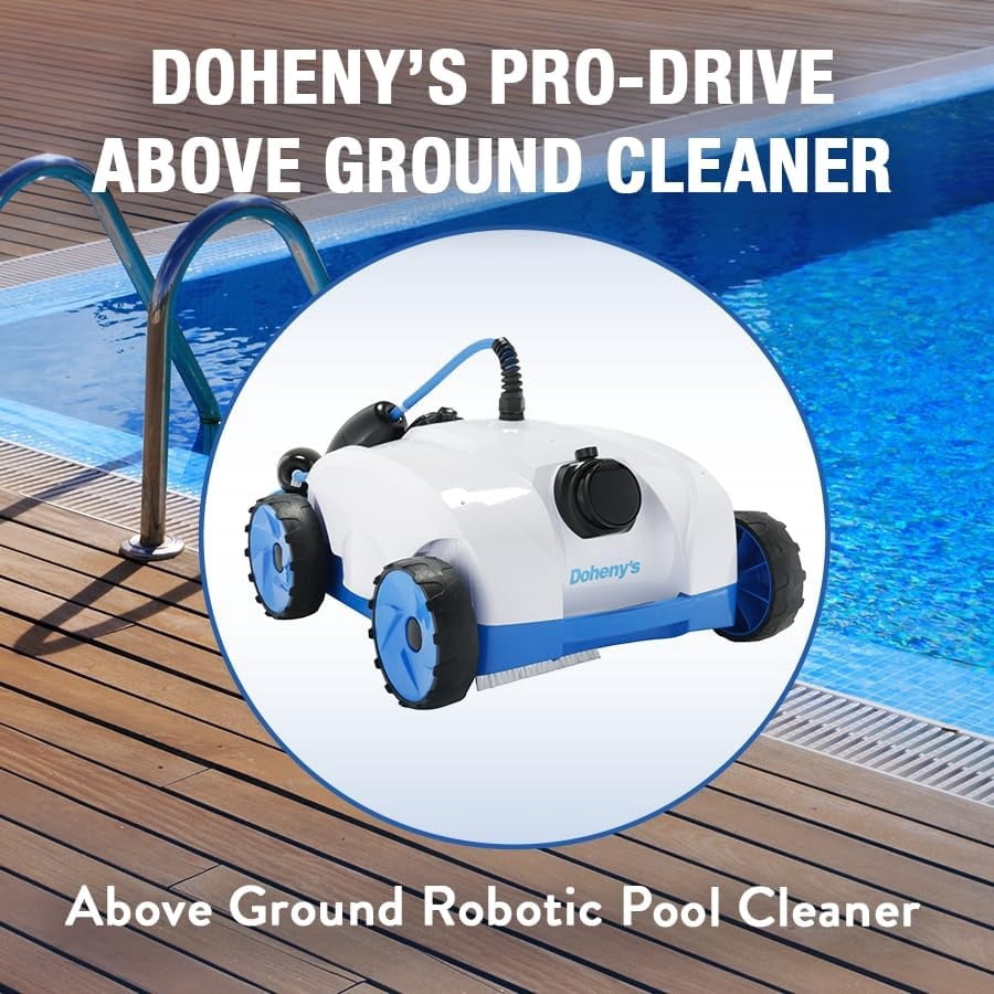 Doheny's ProDrive Above Ground Robotic Pool Cleaner | 1 Cycle Motor System | 80 GPM Filtration | On-Board Filter Basket | 43 ft Power Cable | 1 Year Warranty | for Above Ground Pools up to 33 ft Roun