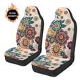 thumbnail image 4 of Uorisanigo Seat Covers for Cars Trucks SUV Front Seats, 2 PCS Premium Furry Fuzzy Fluffy Ethnic Flower Print Seat Cover, Car Interior Accessories, Universal Fit & Breathable, 4 of 7