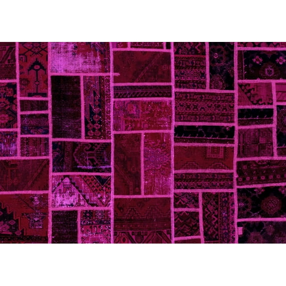 Ahgly Company Indoor Rectangle Abstract Pink Modern Area Rugs, 2' x 4'