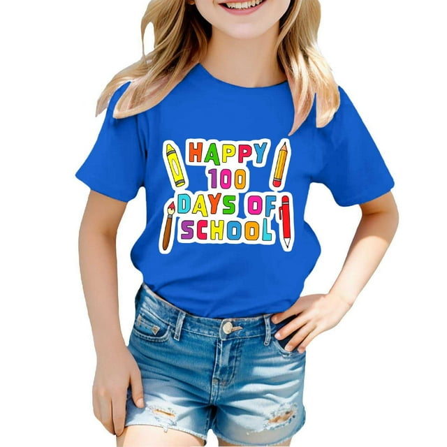 TZEWGL Tees For Newborn Cute Short Sleeve Loose Graphic Prints Summer Clothes Top For Kids size 6-7T