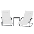 thumbnail image 1 of Ensemble de Salon de Patio 3 Pcs - 2 Chaises Longues Réglables avec Table d'Appoint - Tissu Textilène Résistant aux Intempéries avec Cadre en Acier - Mobilier d'Extérieur pour Patio, Piscine, Balcon, Jardin - Blanc, 1 of 5