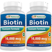 2 Pack Best Naturals Biotin 10,000 mcg 100 Capsules