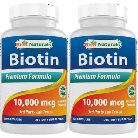 2 Pack Best Naturals Biotin 10,000 mcg 100 Capsules