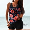 thumbnail image 2 of Zpanxa Vintage High Waisted Two Piece Swimsuit for Women Floral Print Modest Bathing Suit Set with Full Coverage Boyshorts Tummy Control Swimwear, 2 of 5
