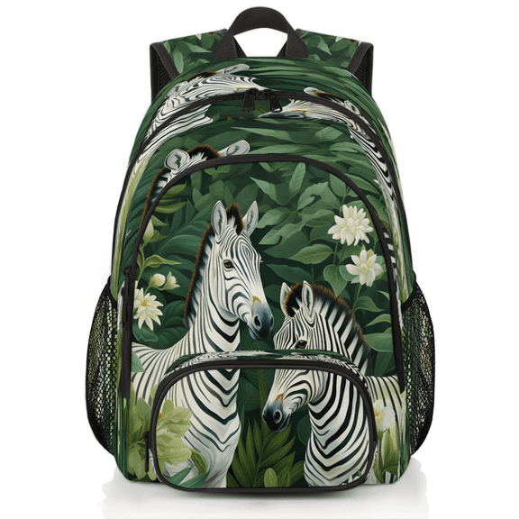 Herdesigns Zebra Laptop Backpack for Women Men, 18.3 Inch Travel Work Backpacks, Jungle Zebra Waterproof Computer Casual Daypack Nurse Teacher Bags