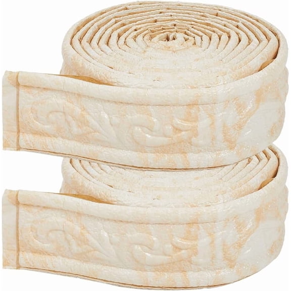 180" x2" Beige 3D Peel Stick Wallborder Moulding Trim Self Adhesive Stick Foam Flexible Sticky Wall Edging Lines Baseboard Wall Base Molding Trim