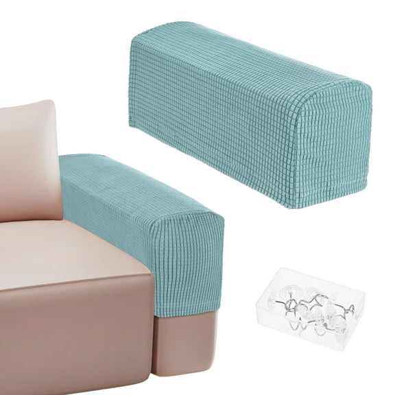 Uxcell Couch Arm Covers for 17.71 to 20" Length Sofa Armrest Anti-Slip Stretchy Slipcovers [Light Blue]