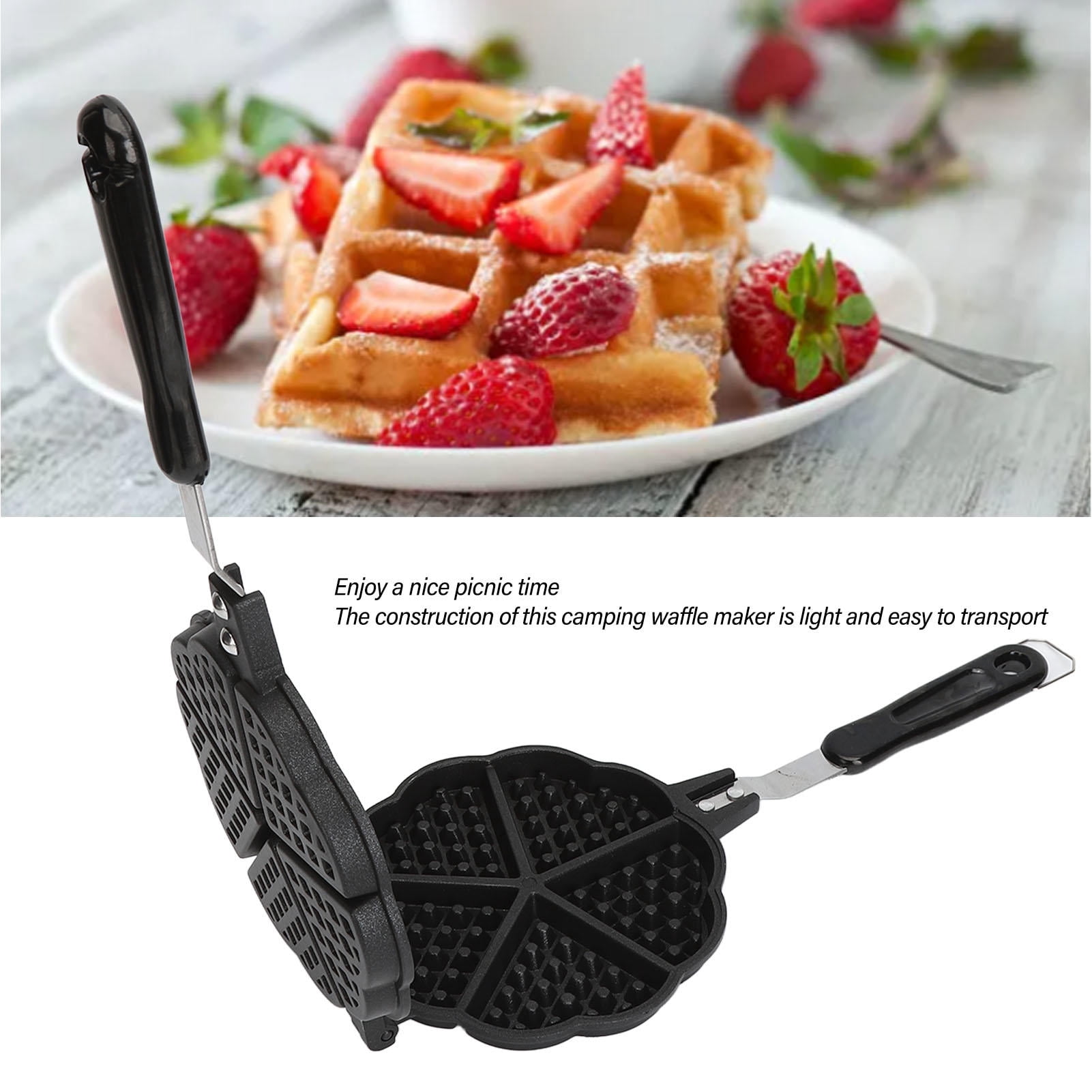 YAHHU 5.9in Portable Mini Waffle & Sandwich Maker – Aluminum Alloy, Non‑Stick, Easy‑Clean, Multi‑Functional Cooking Pan
