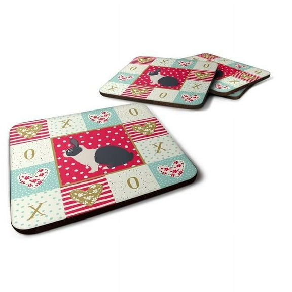 Caroline's Treasures CK5385FC Dutch Rabbit Love Foam Coaster Set of 4, Red, 3 1/2 x 3 1/2, multicolor