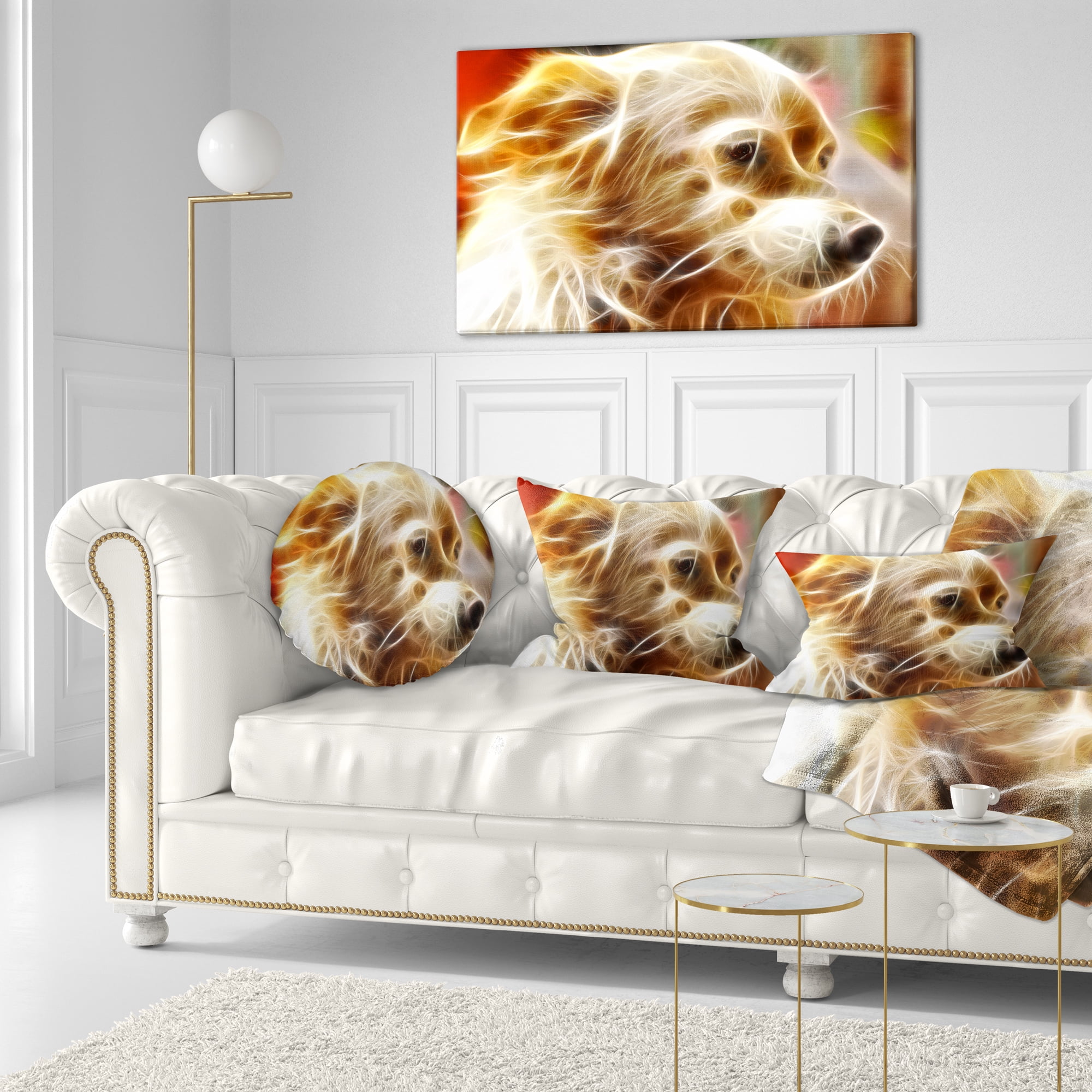 Designart Glowing Brown Dog Head - Animal Throw Pillow - 12x20