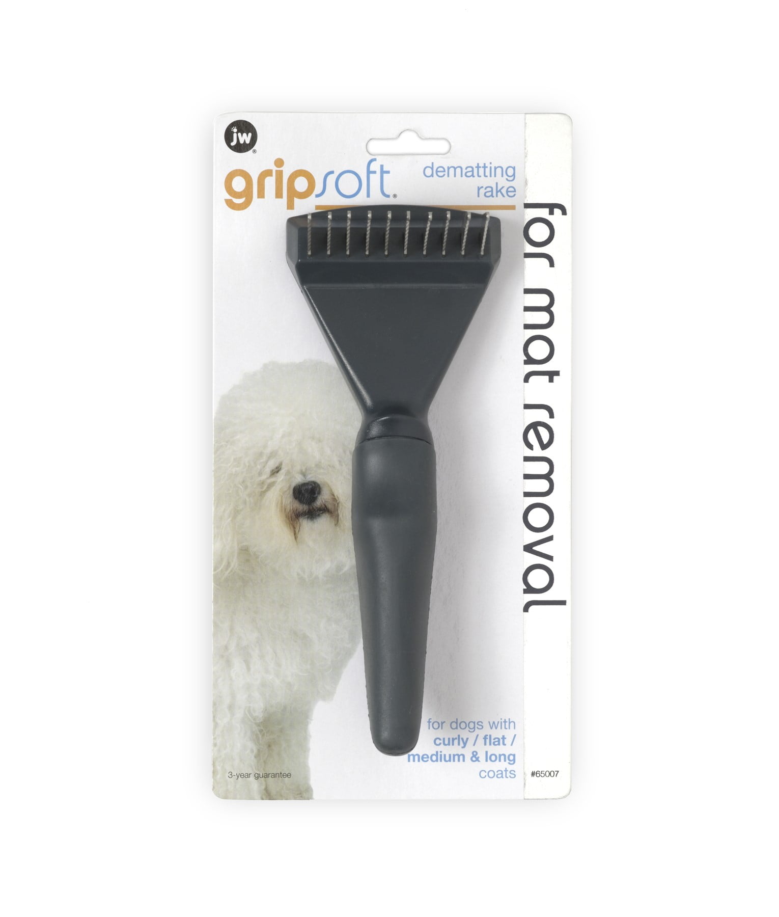 Petmate JW Pet Gripsoft Dematting Rake Dog Brush