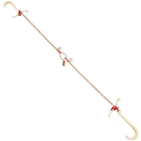 V-Chain Bridle, 9620 lbs Working Load Limit, 5/16'' x 3' G80 Tow Chain with RTJ Cluster Hooks, DOT Certified, Galvanized Coating Manganese Steel & D-Shackle, for Lifting