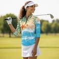 thumbnail image 3 of Garronmavis Starfish Beach Women's Golf Shirt and Sun Visor Hat Set Lightweight 3/4 Sleeve Golf Shirts Adjustable UV Protection Sun Hat Cap for Golf,Tennis,Hiking,Running,Gym Washable, 3 of 7